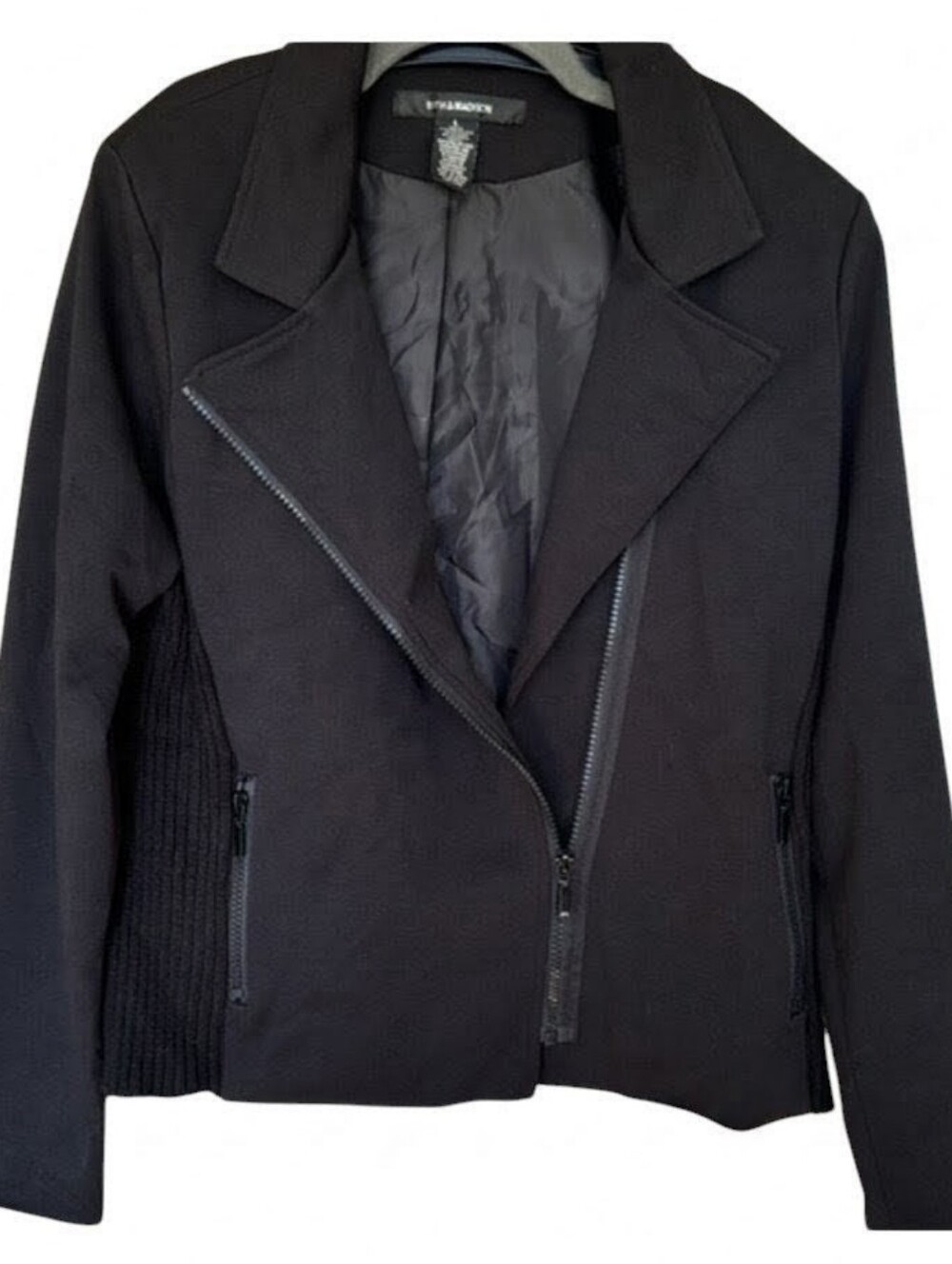 89th & Madison Black Asymmetric Zip Moto Blazer, XL